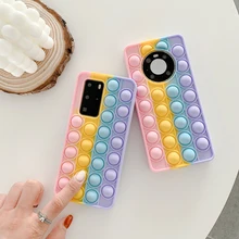 Pop Fidget Toys Push Bubble Silicone Case for OPPO F11 A9X A11X A32 A53 A55 A7X F9 A39 A59 A9 A7 A11 Rainbow Beans Soft Cover