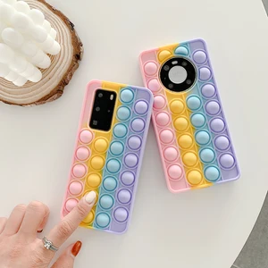 pop fidget toys push bubble silicone case for oppo f11 a9x a11x a32 a53 a55 a7x f9 a39 a59 a9 a7 a11 rainbow beans soft cover free global shipping
