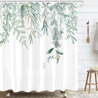 eucalyptus leaves sage shower curtain natural succulent plant floral bath curtains waterproof fabric bathroom decor with hooks