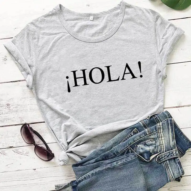 Новое поступление летняя забавная футболка Hola из 100% хлопка спанис Хола футболки