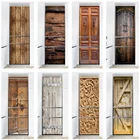 Ретро деревянная дверь обои для кухни украшение на холодильник самоклеящиеся Водонепроницаемый плакат мебель наклейки на стены для домашнего декора