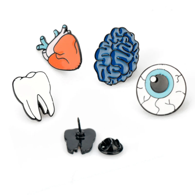 

Human Organs Broohces Brain Eye Tooth Heart Enamel Pin Broche 2023 New Fashion Funny Jewelry Women Men Lapel Pins Brooches