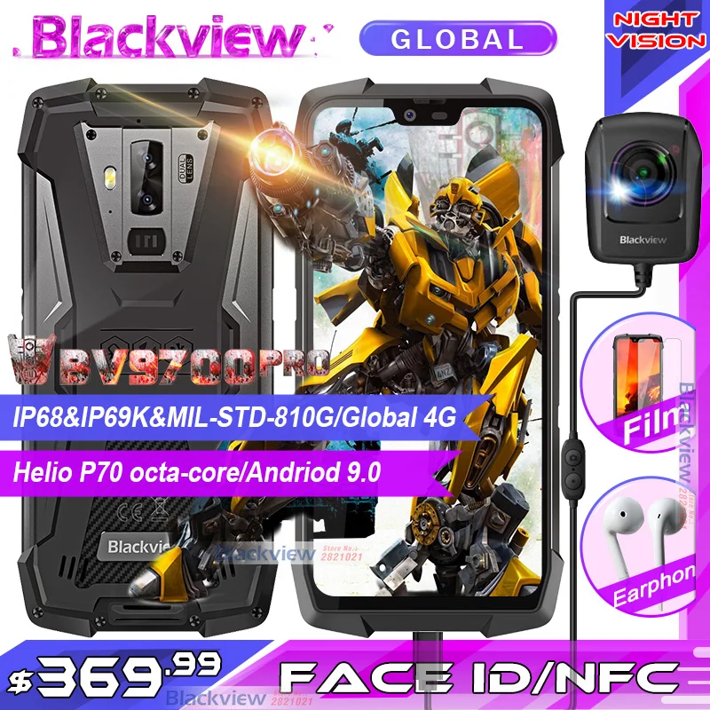 Blackview BV9700 Pro IP68/IP69K прочный мобильный телефон Helio P70 Octa core 6 ГБ+ 128 ГБ 5,8" ips 16MP+ 8MP 4G Face ID смартфон