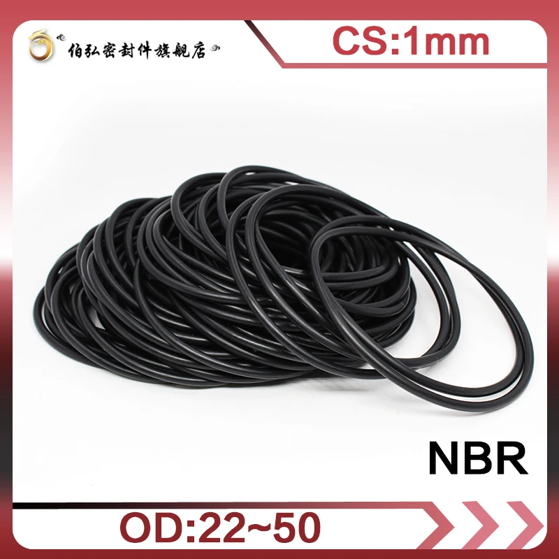 

Nitrile Rubber O-Ring 20PCS/lot Black NBR Sealing CS1mm OD22/23/24/25/26/27/28/30/35/40/50mm O-Ring Seal Gasket Ring