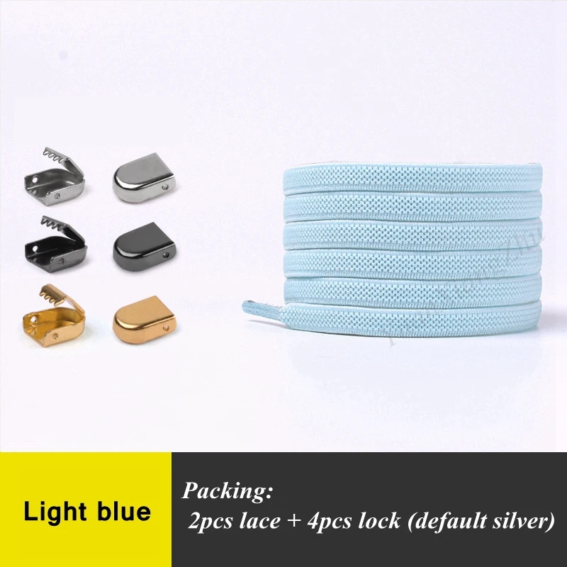 Light blue 1 пара эластичных плоских шнурков, беговые кроссовки, шнурки легко фиксируются, шнурки для ленивых ботинок, шнурки для детей и взрослых, шнурки без завязок - Цвет: Light blue