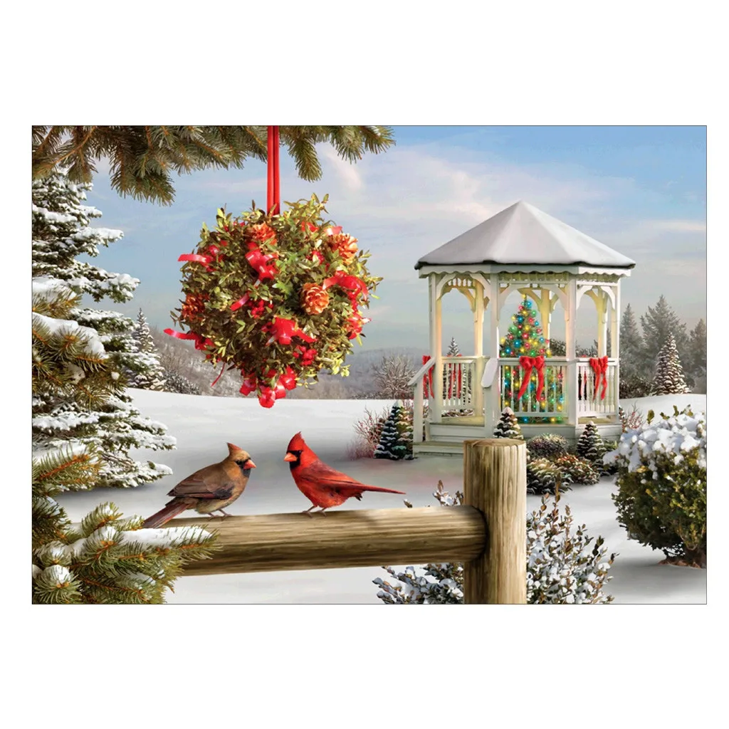 Пейзаж дерево деревенский поезд DIY Кристалл полная дрель квадратная 5D алмазная