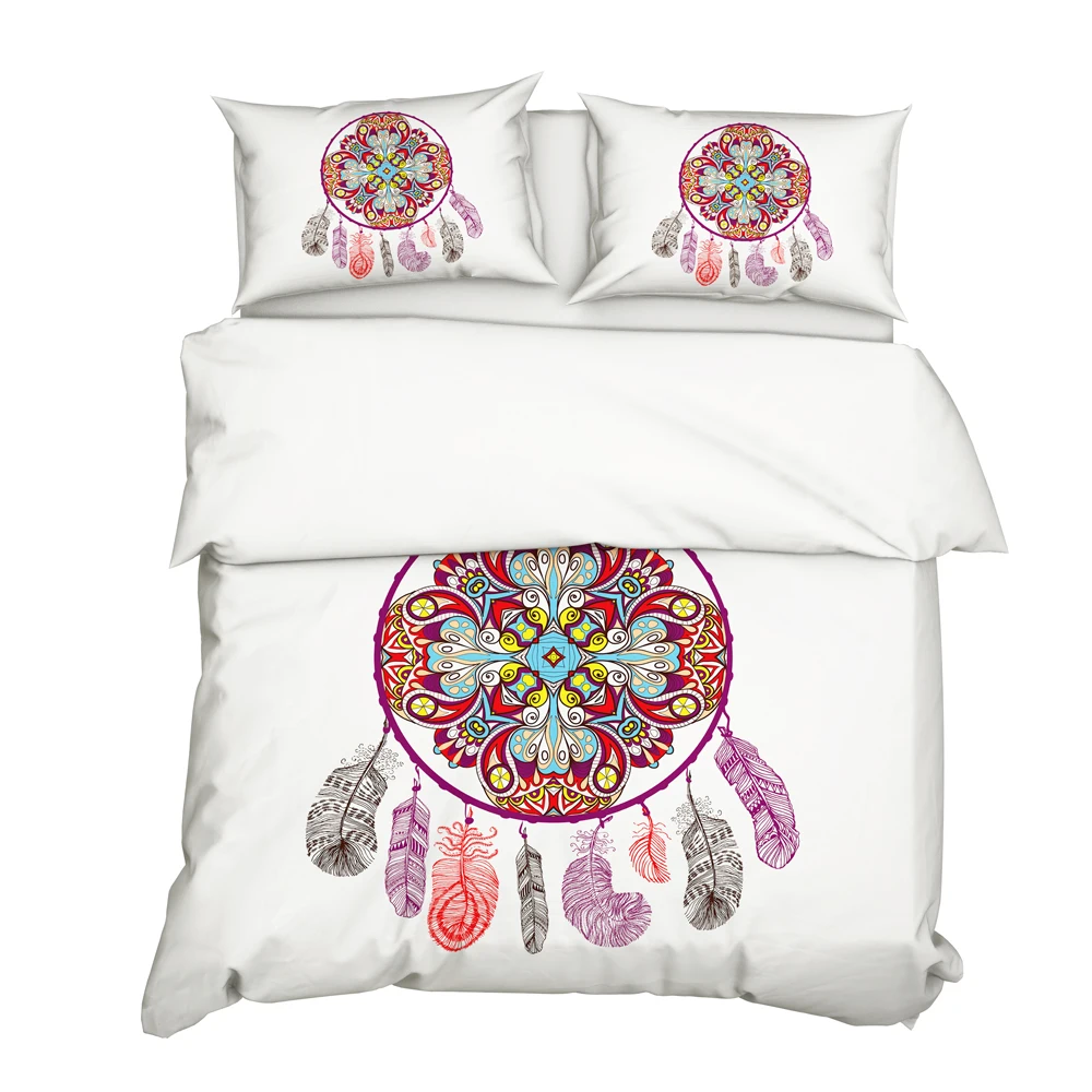 

YuXiu 3D пуховые пододеяльники с принтом в виде перьев комплект из 3 предметов белый комплект постельного белья покрывало и наволочка (s) King queen полный двойной размер