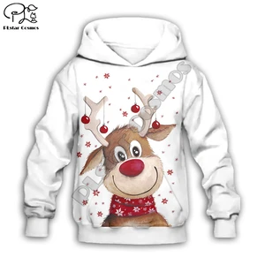Kids Merry Christmas reindeer 3D print cartoon hoodies Santa Claus kawaii long sleeve Sweatshirt zipper boy girl