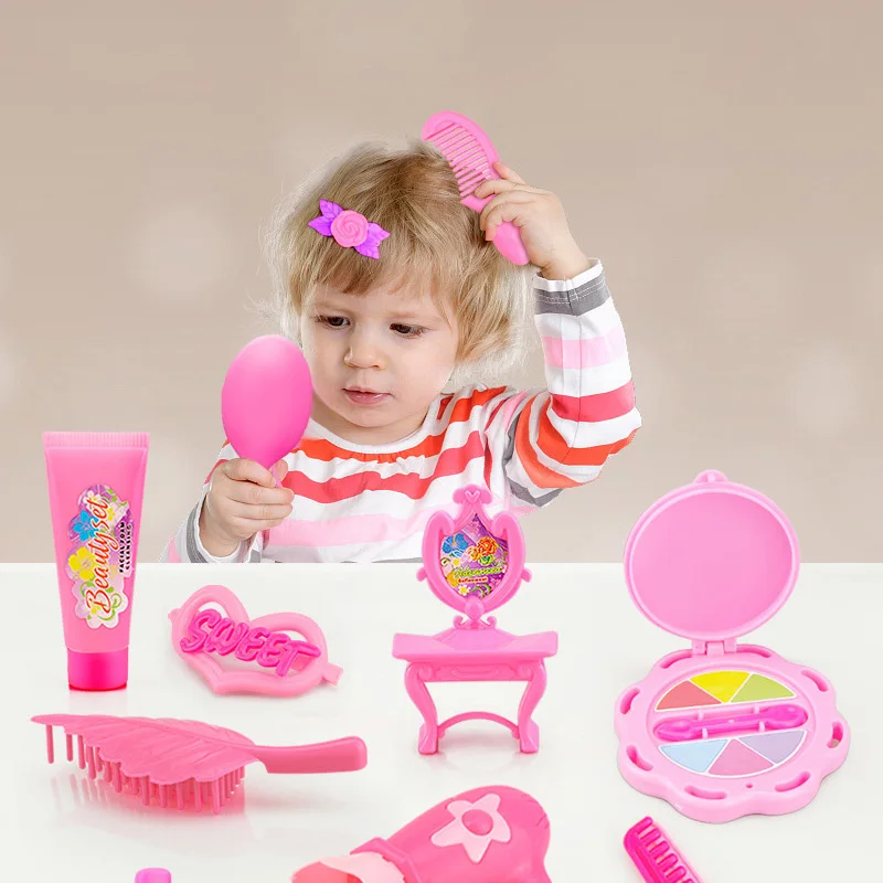 

3-7 Years Old Girls Jewelry Play House Simulation Playsets Toys Children's Portable Makeup Vanity Kit Pretend Play Fashion Toys