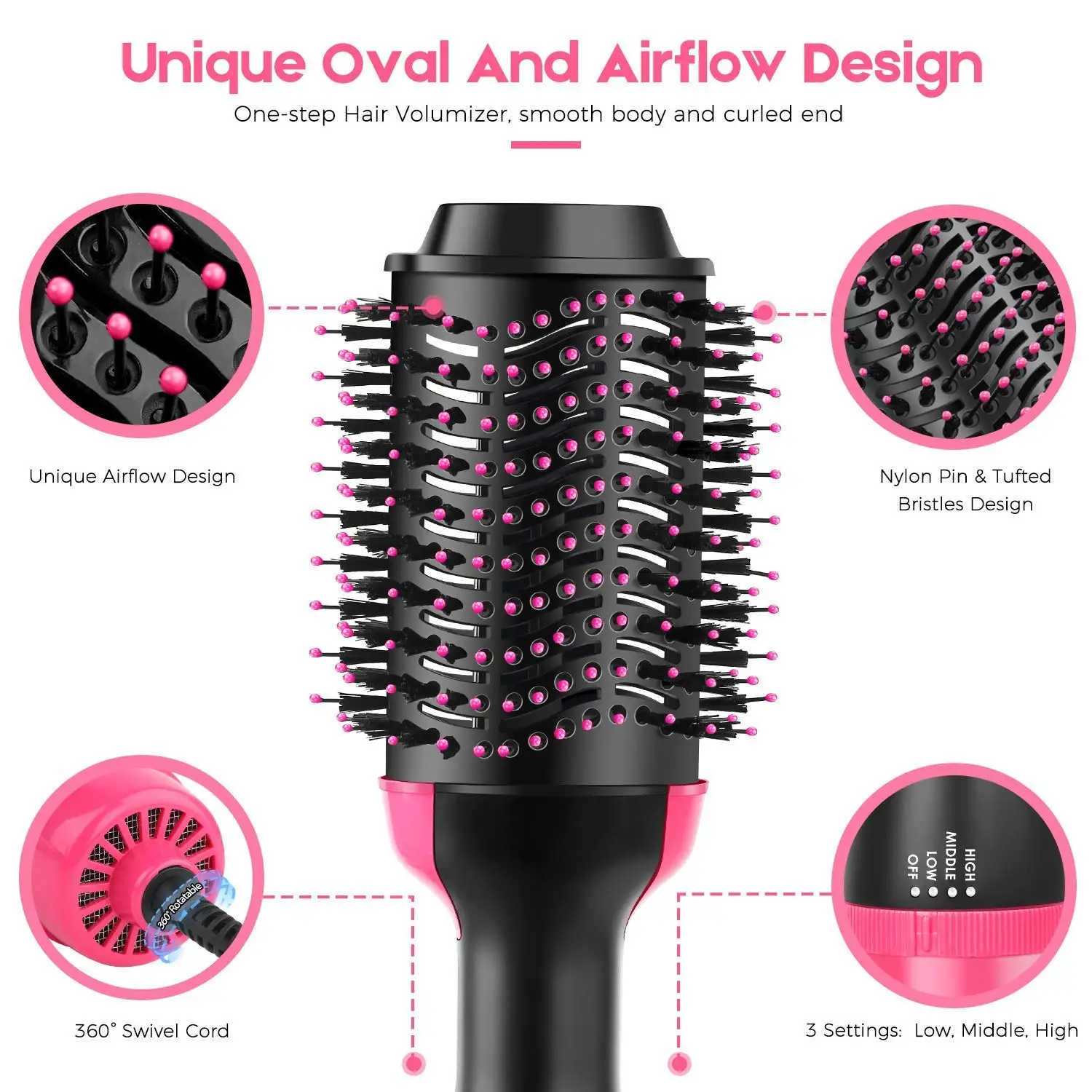 

One Step Hair Dryer Electric Hot Air Brush Multifunctional Negative Dryer brush Negative Ion Generator Hair Straightener Curler