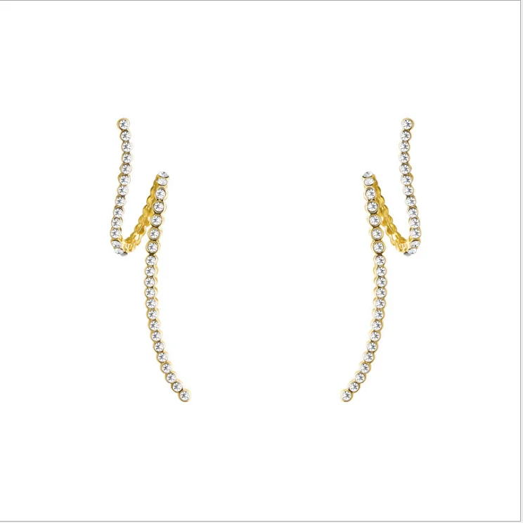 

New European and American fashion brand earrings ins wind design earrings curve screw with zircon earrings