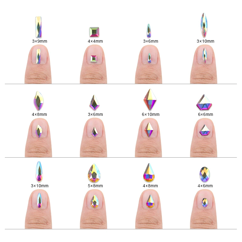 1 Набор разных размеров стразы из стекла творческий дизайн Смешанная форма