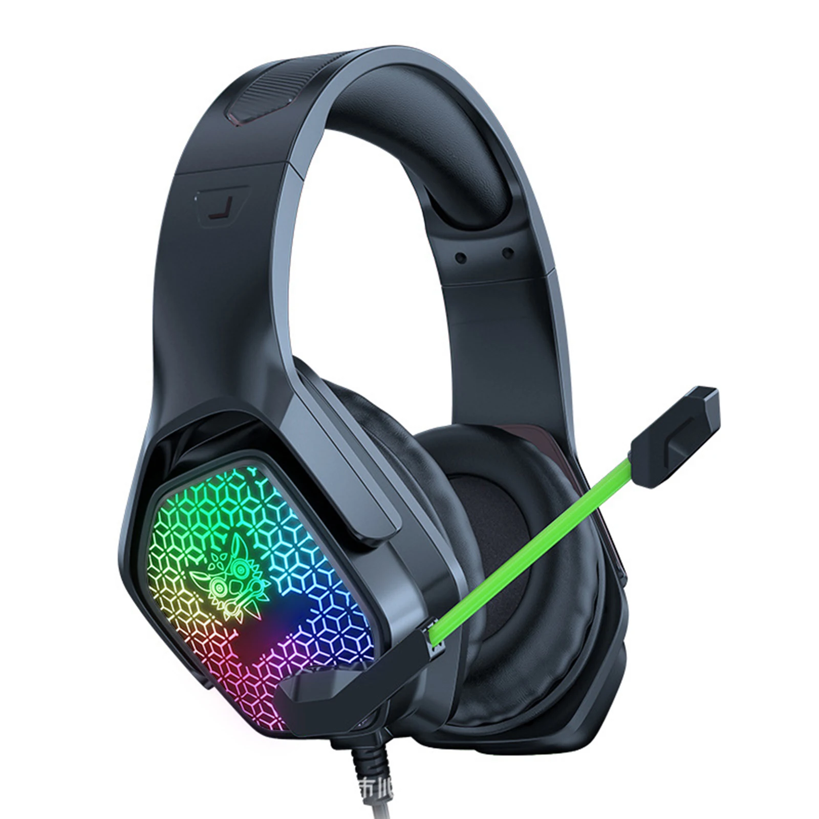 

Проводные наушники RGB с микрофоном, светящиеся Игровые наушники с креплением на голову для компьютера, мобильных игр, PS4, гарнитура черного ц...