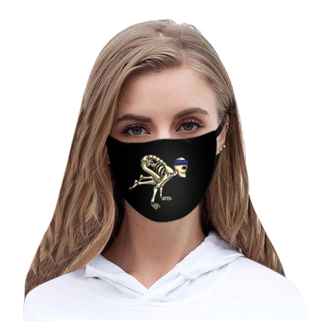 

Halloween Funny Creative Skeleton Skull Yoga Pattern Printed Mask Outdoor Dustproof Washable And Breathable Cotton Face Mask 1PC