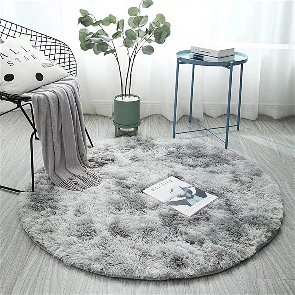 

Nordic style round carpet living room home decoration comfortable soft color gradient versatile design non slip pad