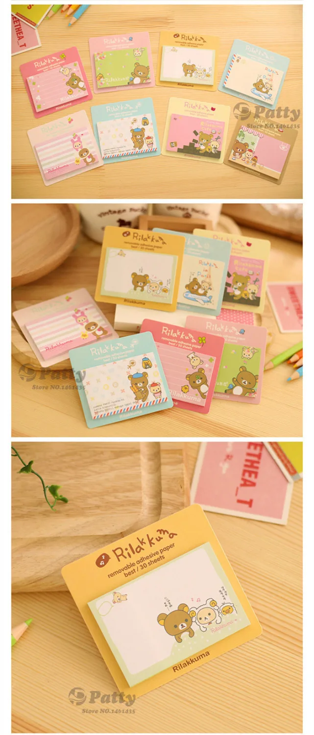 50 шт./лот Rilakkuma sticky notes Post Memo pad Съемная клейкая бумага Канцтовары papelaria Материал