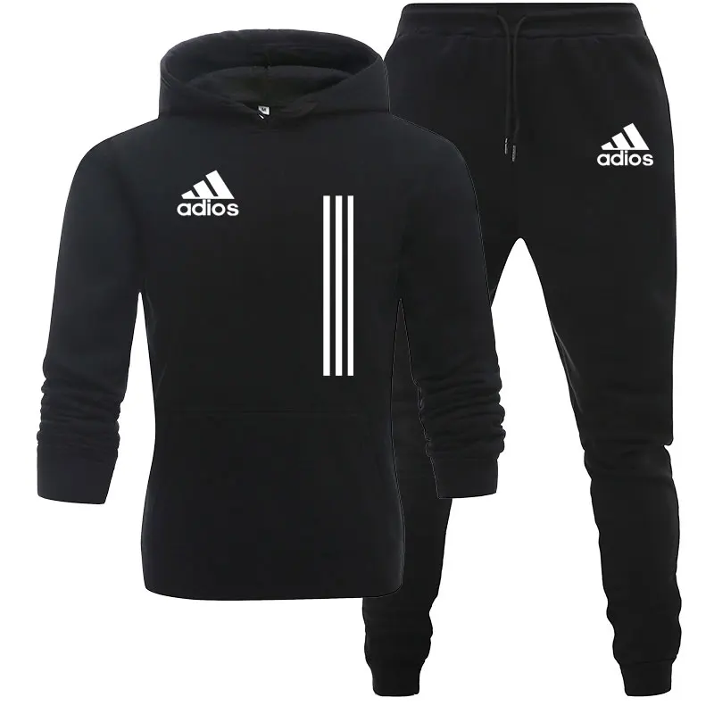 

2021 New adios Men's Autumn Winter Sets Hoodie+pants Two Pieces Casual Tracksuit Male Sportswear Gym Brand Clothing Sweat Suit