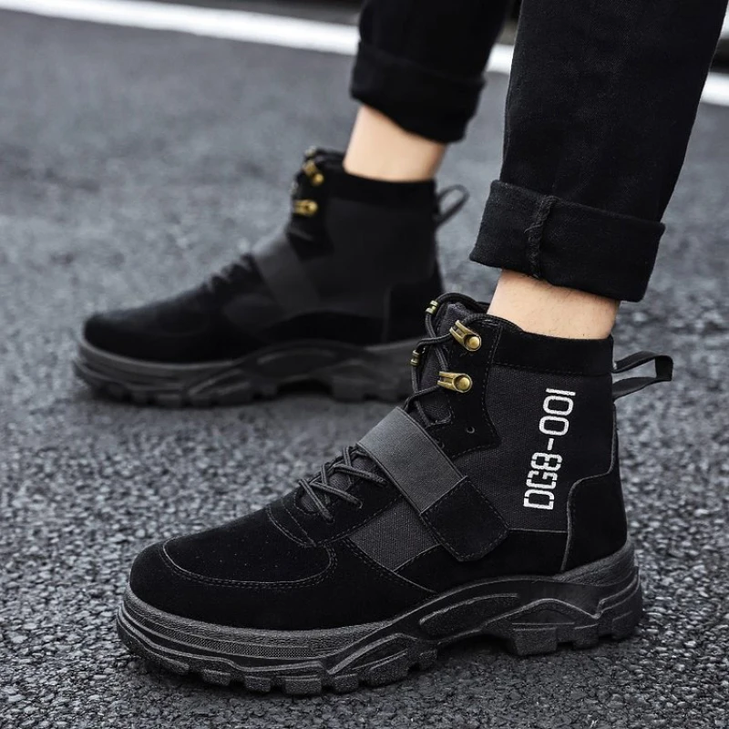Bishen/2019 г. Мужская обувь из флока с высоким верхом Уличная на плоской подошве со