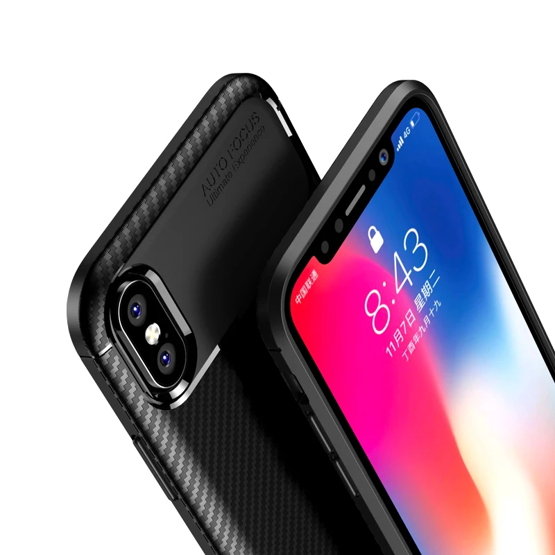 Противоударный мягкий матовый Силиконовый чехол из углеродного волокна для iPhone