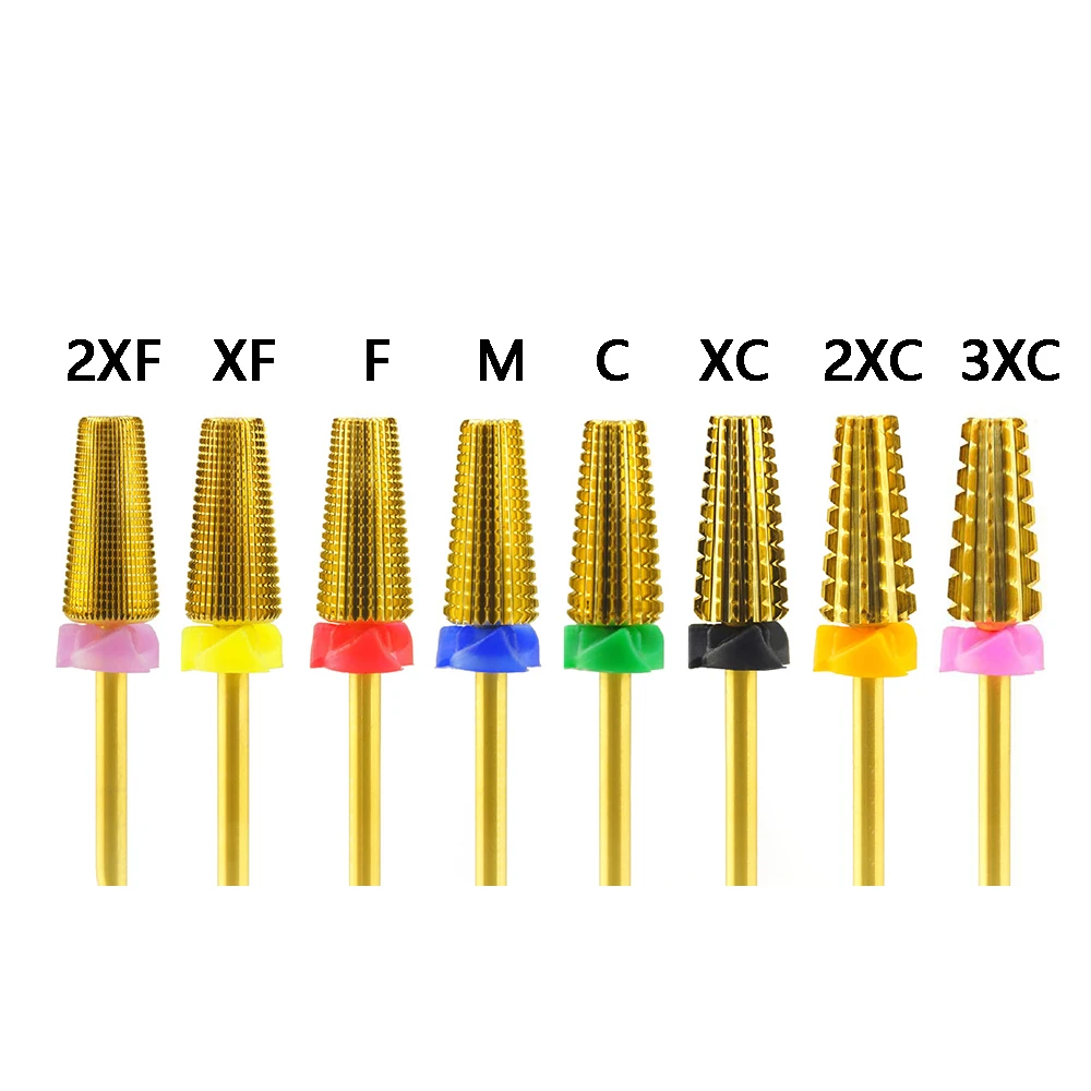 5PCS/Bag Tapered Carbide Nail Drill Bits With Cut Two-Way 5 in 1 Carbide Bit Drill Accessories Milling Cutter For Manicure