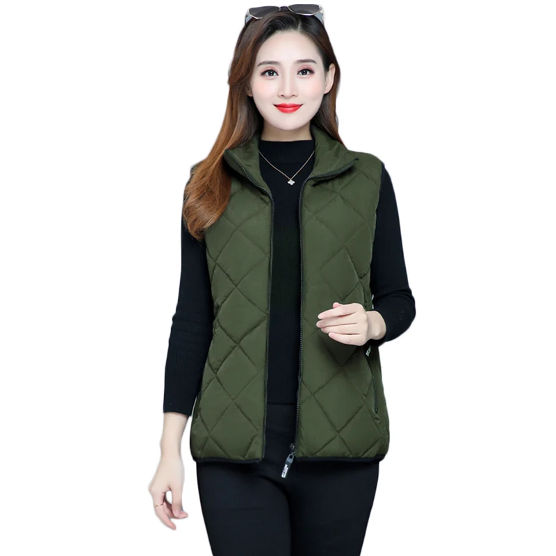 Новинка Сезон осень зима Женские хлопковые стеганные жилеты Повседневная мягкая