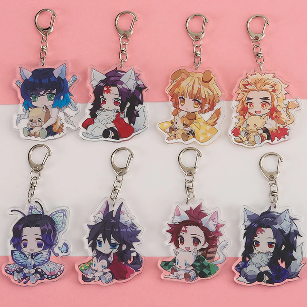 

Anime Demon Slayer Tanjirou Keychain Cosplay Kimetsu No Yaiba Sabito Kamado Makomo Acrylic Key Chain Pendant Keyring Fans Gift