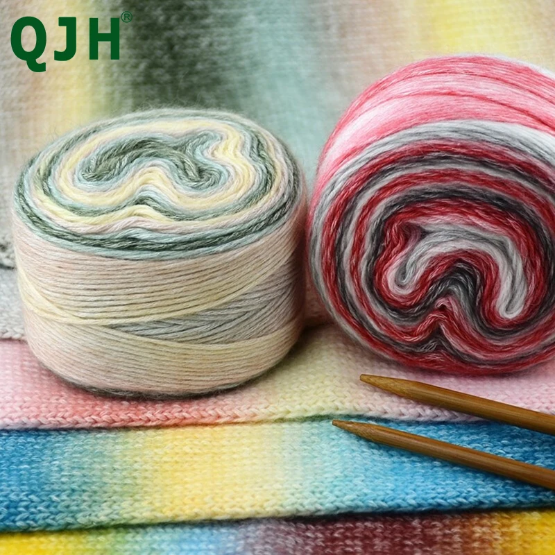 

QJH DIY Cake Yarn Gradation Thread Plush Crochet Hand Knitting Yarn, Best Quality 3-Piece Sweater Gradient Soft 100g/Piece, 280m