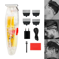 professional barber tools transparent cordless t trimmer usb charging 0mm toggle shaver for men barber hair cutting machine