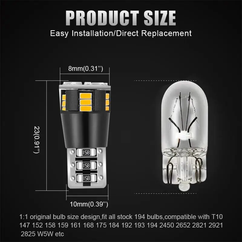 Комплект из 2 предметов с can bus T10 W5W 168 194 светодиодный просвет боковые габаритные
