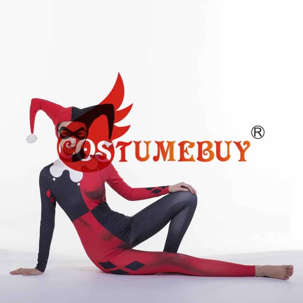 Costumebuy отряд самоубийц Куинн косплей костюм боди комбинезоны фантазия полная голова носить маска на глаза для Хэллоуина для женщин девочек реквизит