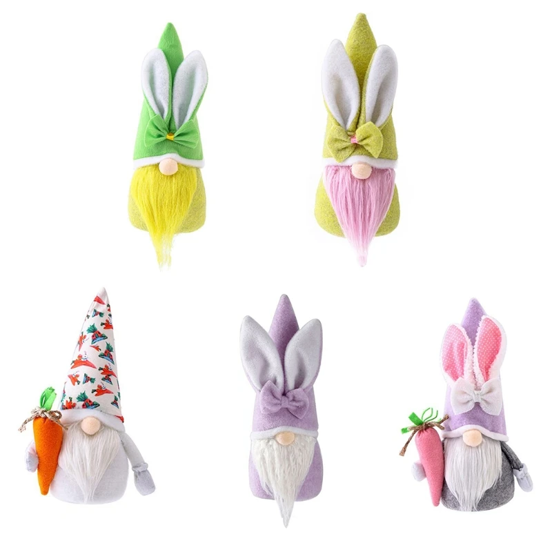 

Easter Decorations Easter Gnome with Bow Faceless Plush Doll Figurines for Kids Women Men Cute Easter Ornaments