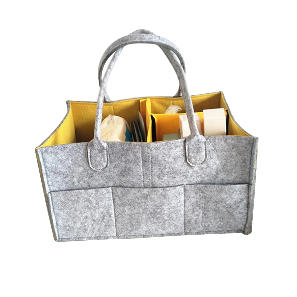 yellow 33-23-18cm CYSINCOS сумка для хранения из войлочной ткани, складная детская сумка для пеленок большого размера, пеленальный столик, органайзер, корзина для хранения игрушек, автомобильный Органайзер - Цвет: yellow 33-23-18cm