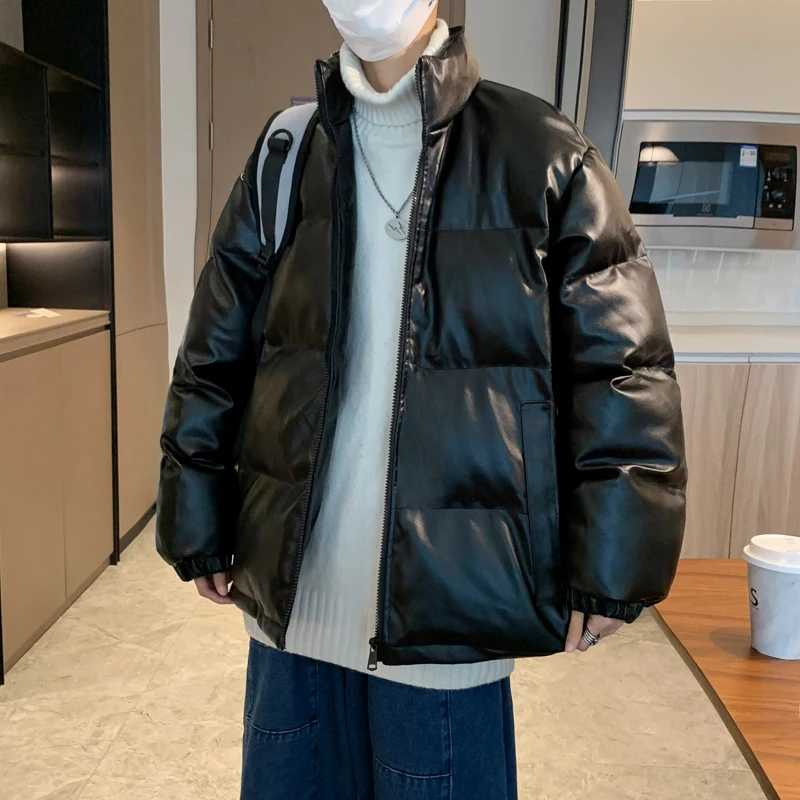 

Мужской пуховик с хлопковой подкладкой, теплая Повседневная куртка из кожи, молодежная парка, для зимы, 2021