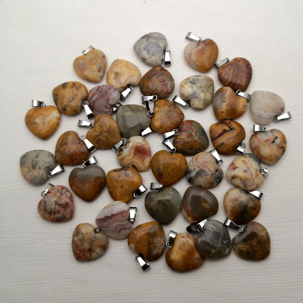 

Модные Crazy agates ювелирные изделия из натурального камня подвески в виде сердца для изготовления ювелирных изделий Подвески ожерелье аксессу...