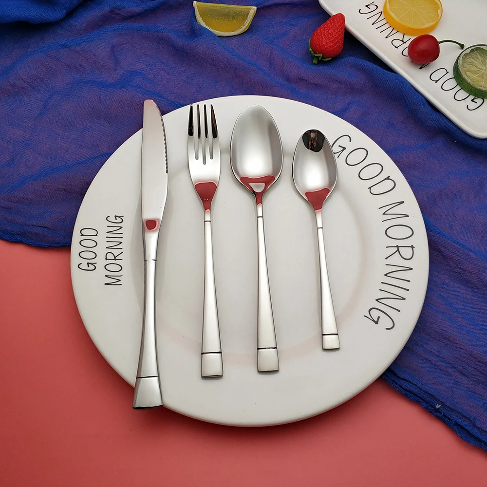 4PCS Горячая 18/10 Синий Серебряный столовые приборы из нержавеющей стали столовый набор золотой столовые приборы ложки и вилки cutipol наборы столовые приборы набор столовых приборов столовый набор приборов - Цвет: 4PCS