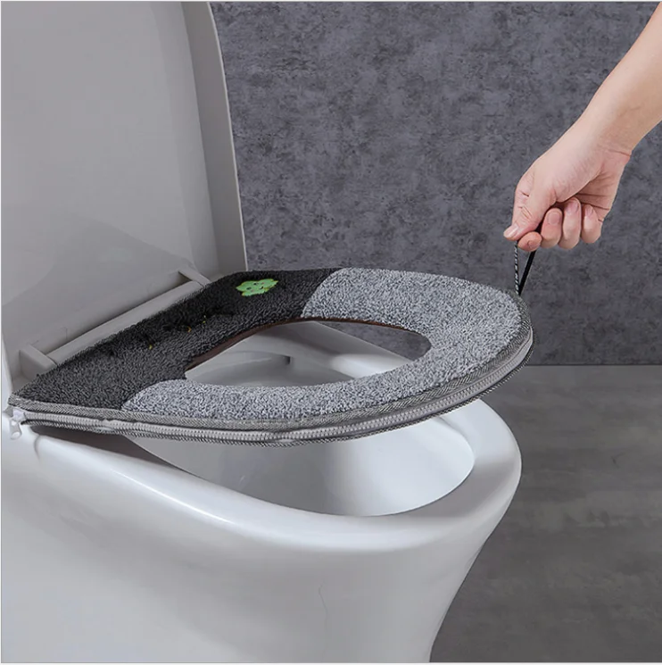

Bathroom Universal Toilet Cushion Plush with Handle Cute Cartoon Waterproof Toilet Washer Household Toilet Seat Cover Toilet Mat