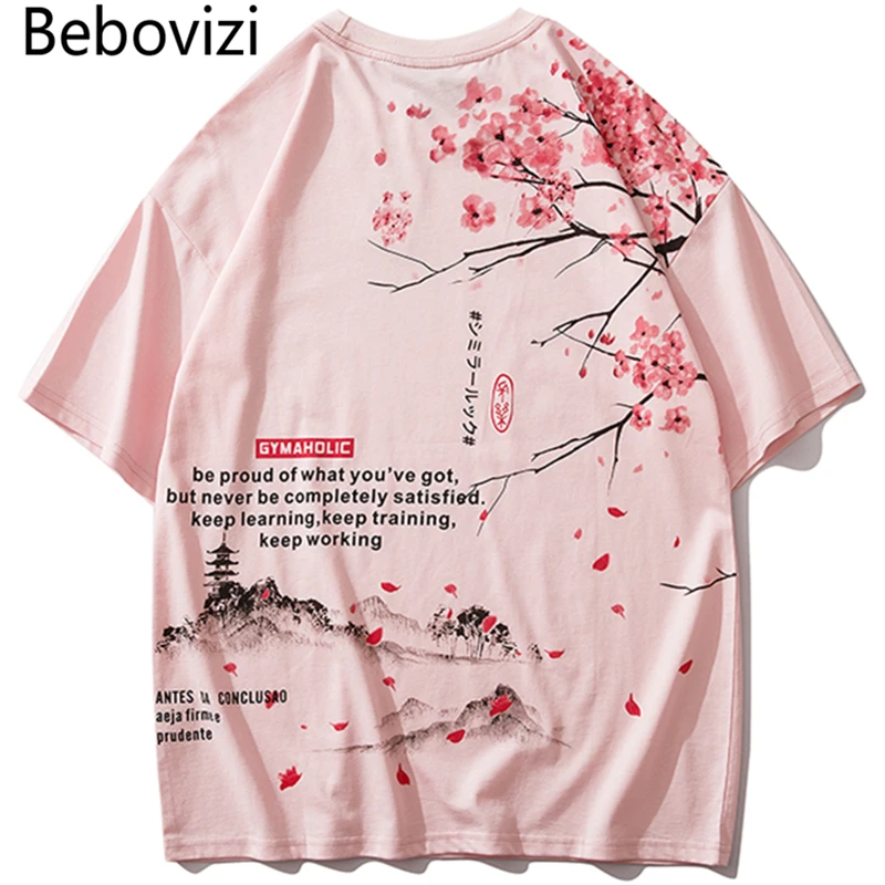 Футболка Bebovizi мужская оверсайз в японском стиле уличная одежда с короткими
