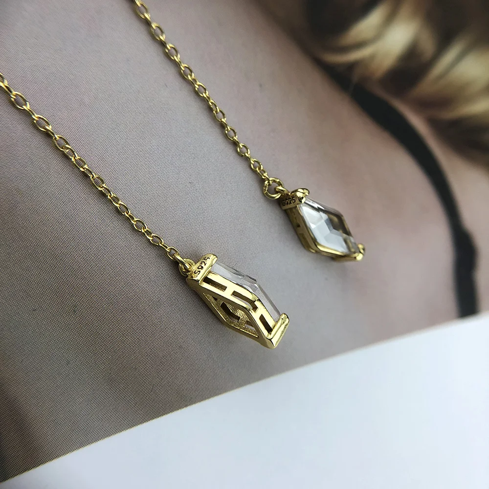 Серьги-подвески LAMOON для женщин лаконичный стиль натуральный белый кристалл