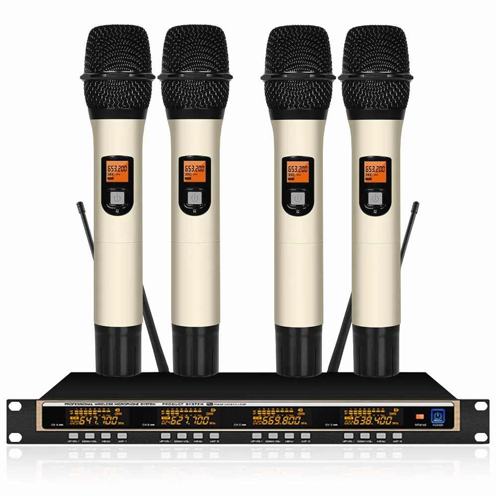 Профессиональный микрофон 4 канальный УВЧ воротник клип ручной сценический