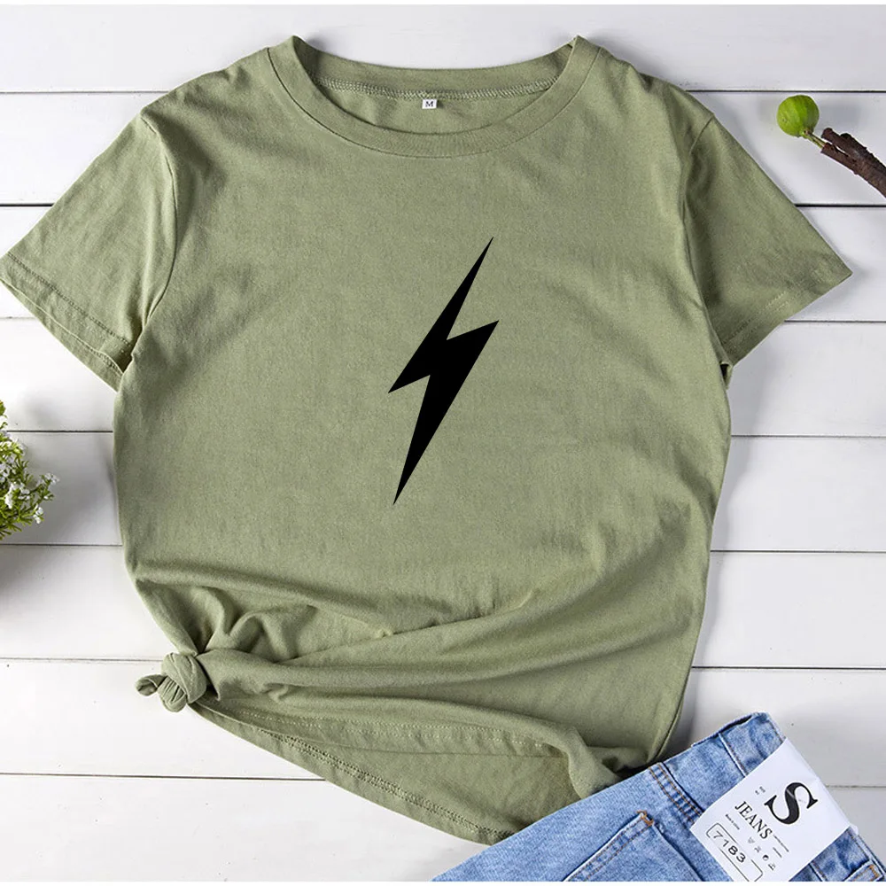 Lightning Графический Футболка для женщин Модная хлопковая одежда с принтом женская