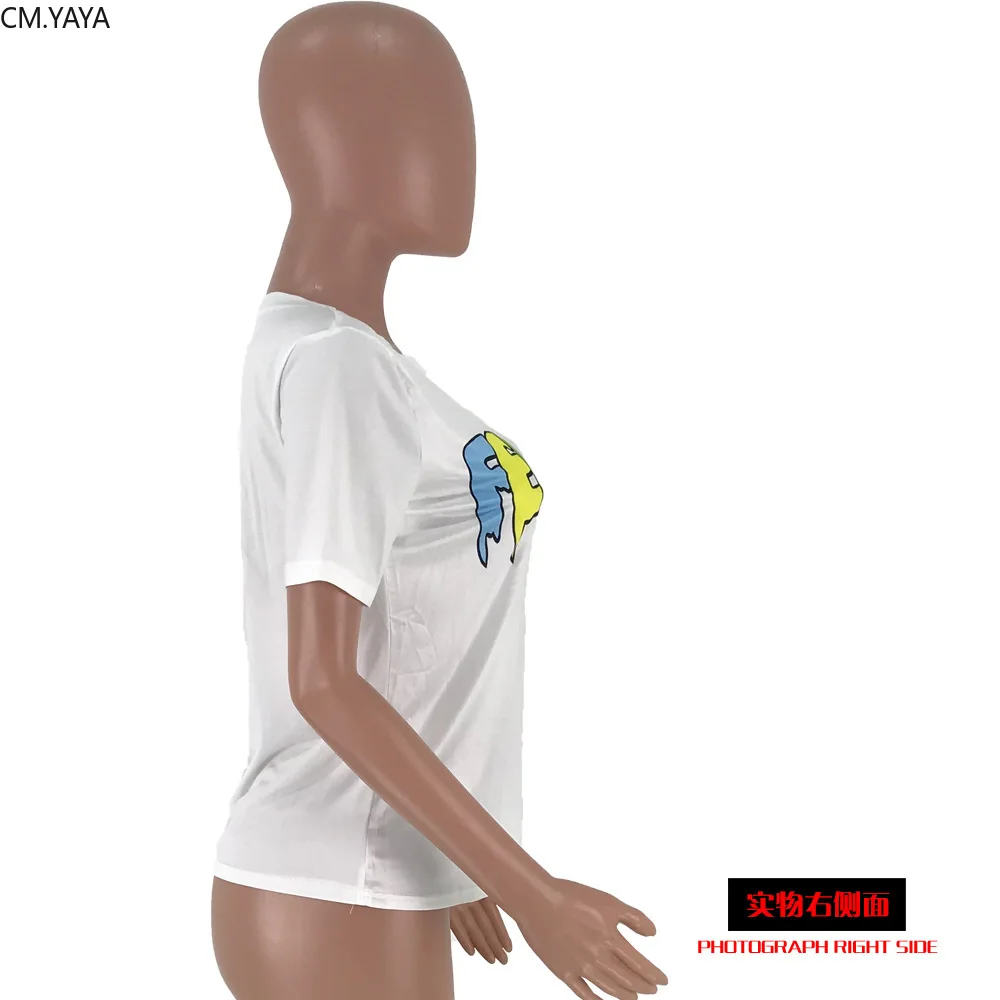 2019 Новая женская летняя красочная буква с коротким рукавом и круглым вырезом