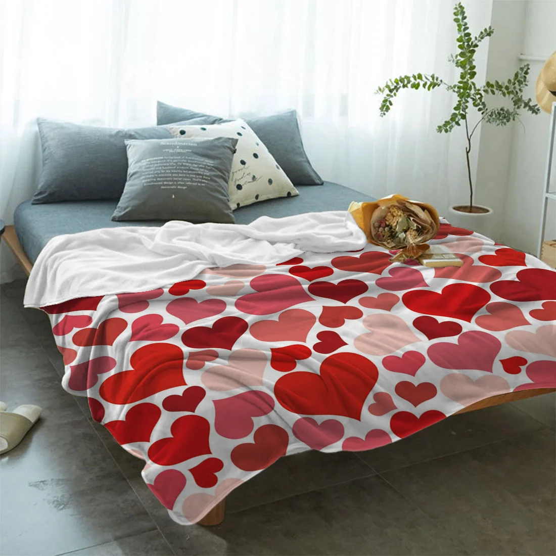 Покрывало на кровать в виде красного сердца День святого Валентина s-одеяло