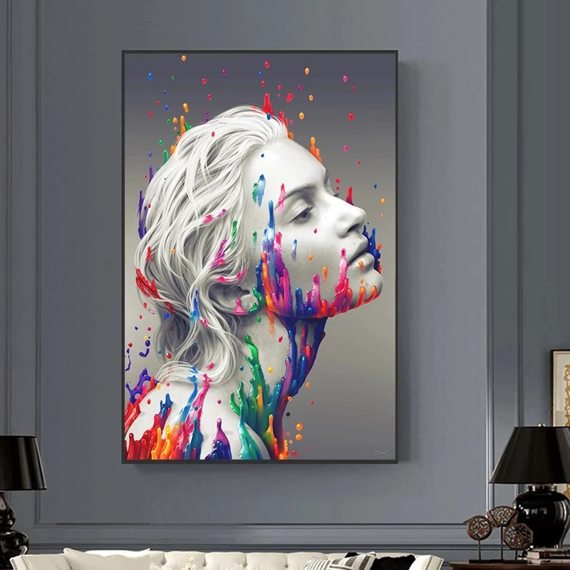 

Graffiti Art Painting for Home Decor Fashion Woman Figure Portrait Canvas Picture Modern Home Room Decor Frameless Wall Art