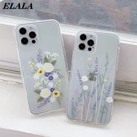 flower leaf soft tpu phone case for iphone 13 pro max 11 12 mini xs xr se 2020 7 8 plus transparent shockproof soft back cover