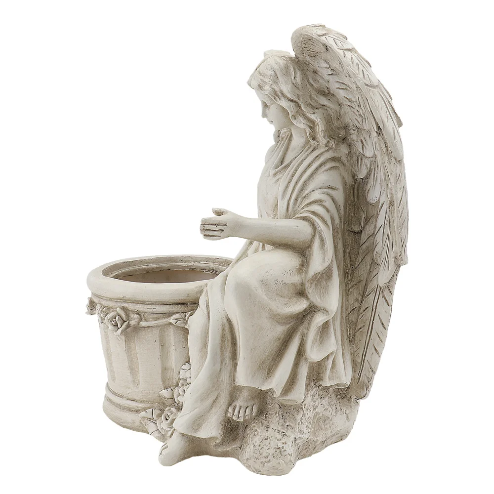 

1Pc Creative Resin Flowerpot Garden Yard Statue Planter Artistic Design (Beige)