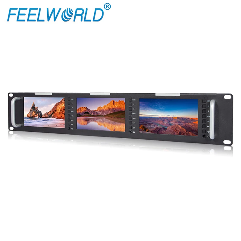 preço Feelworld T51 Triple 5 Polegada 2ru Lcd Monitor De Montagem Em Rack Com 3g-sdi Hdmi Av Entrada E SaÃda Monitores De Qualidade De NÃvel De Transmissão