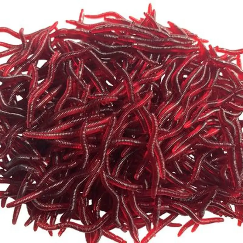 

20/50/100pcs Fishing Lure Lifelike Silicone Red Worm Soft Bait Shrimp Odor Artificial Silicone Fishing Lure Bass Carp Tackle