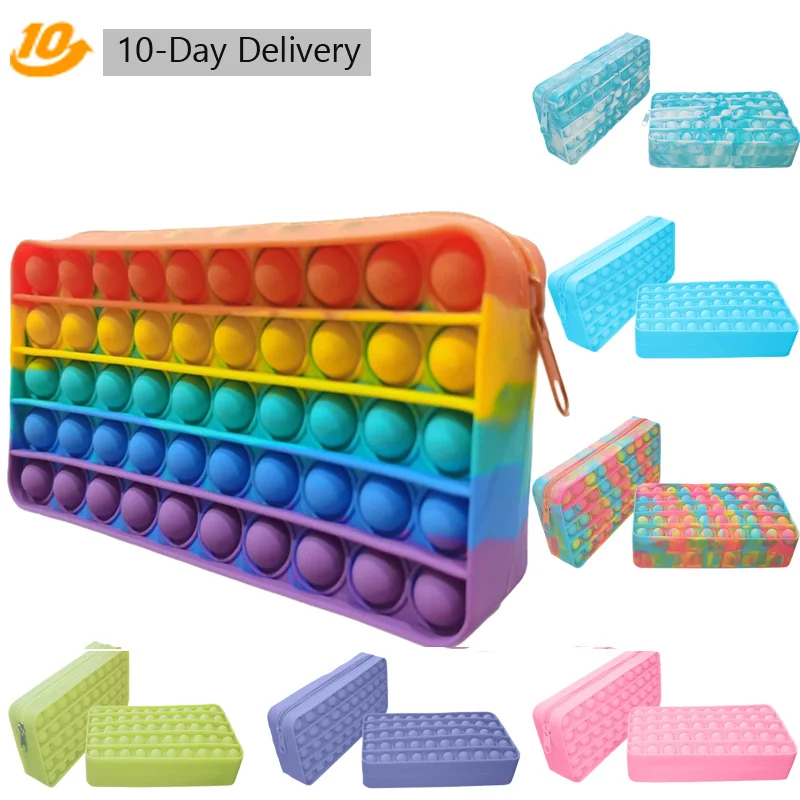 

New Pop Its Push Bubble Fidget Toys Pencil Case Children Stress Relief Squeeze Toy Antistress Soft Squishy Kids Toys Gifts