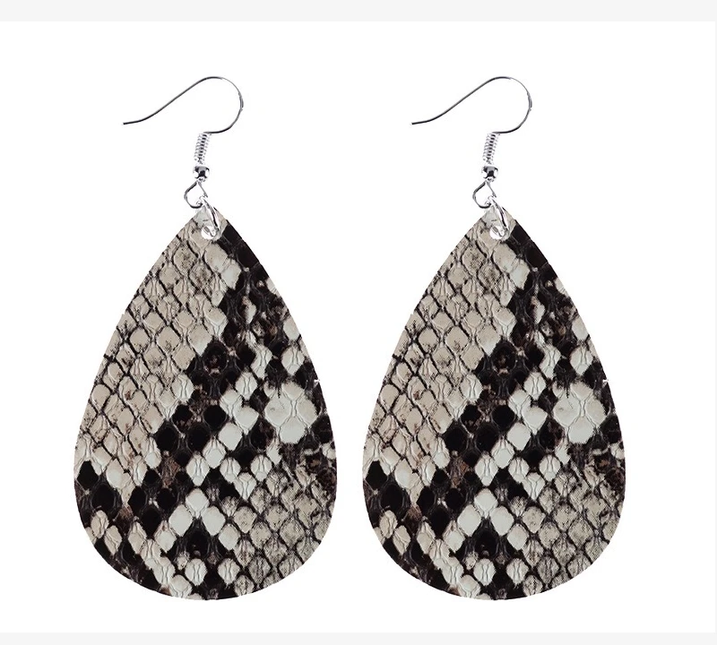2019 Горячая Мода змеиный принт из искусственной кожи большие серьги для женщин