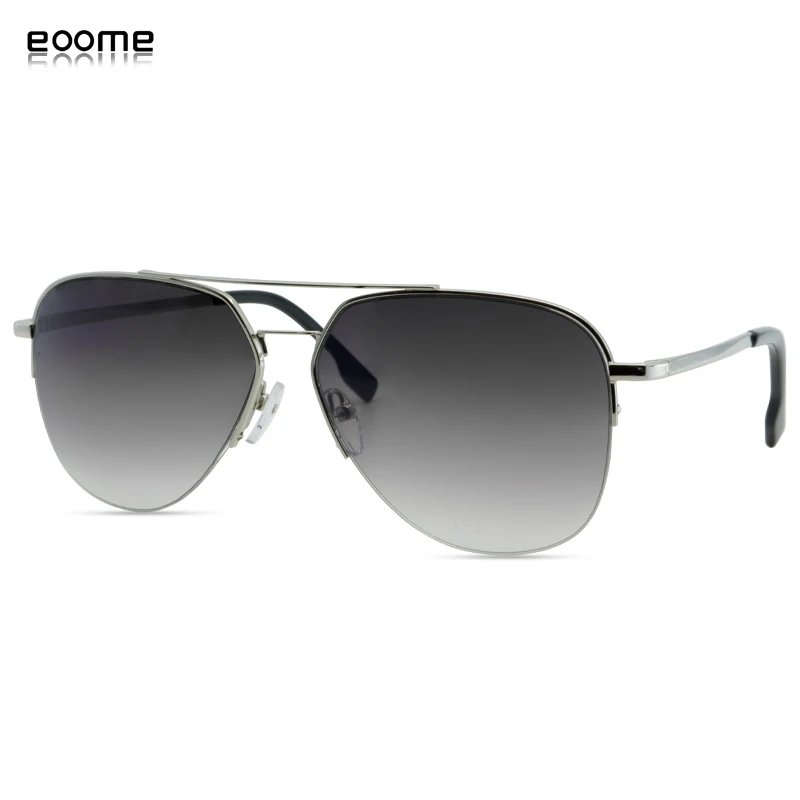 Солнцезащитные очки eoome Man New Pilot Shape Metal Half Frame с линзой G15 для нормального лица, с защитой от ультрафиолета UV400, из нейлона с качественным электрохимическим напылением.